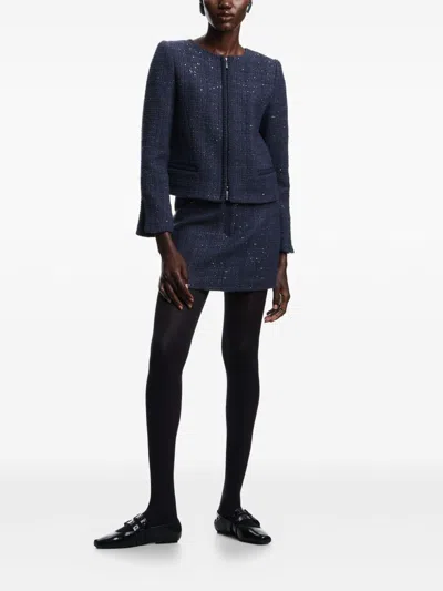 Emporio Armani Wool Blend Blazer Jacket In Blue