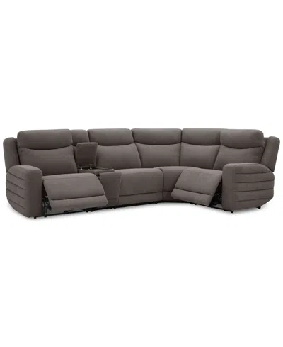 Macy's Kristyan 5-pc. Fabric Sectional With 2 Power Recliners And Console, Exclusively At