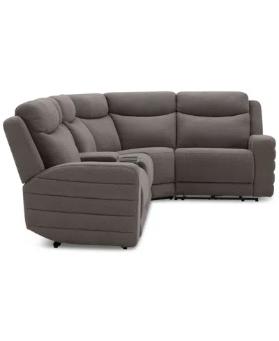 Macy's Kristyan 5-pc. Fabric Sectional With 2 Power Recliners And Console, Exclusively At