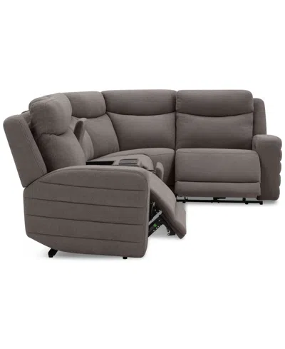 Macy's Kristyan 5-pc. Fabric Sectional With 2 Power Recliners And Console, Exclusively At