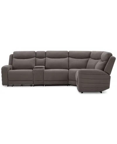 Macy's Kristyan 5-pc. Fabric Sectional With 2 Power Recliners And Console, Exclusively At