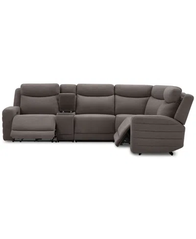 Macy's Kristyan 5-pc. Fabric Sectional With 2 Power Recliners And Console, Exclusively At