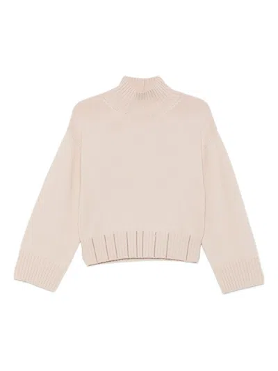 Fabiana Filippi Wool Turtleneck Sweater With Dropped Shoulders In Pink