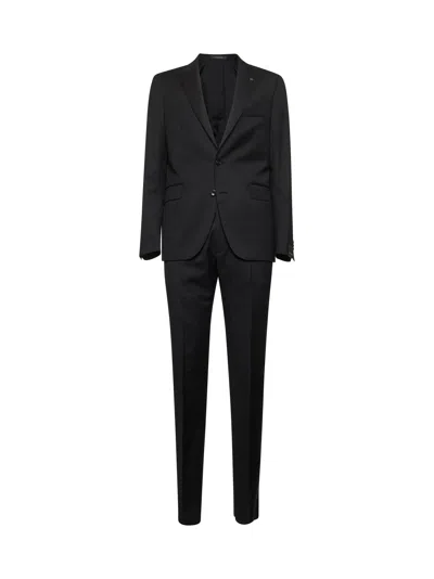 Tagliatore Black Virgin Wool Bruce Single-breasted Suit In Black