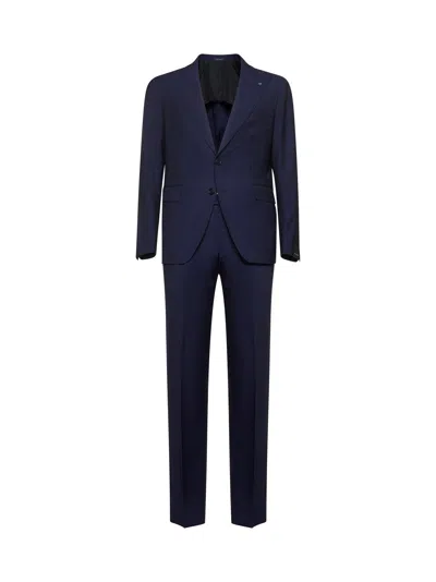 Tagliatore Blue Virgin Wool Vesuvio Single-breasted Suit In Blue