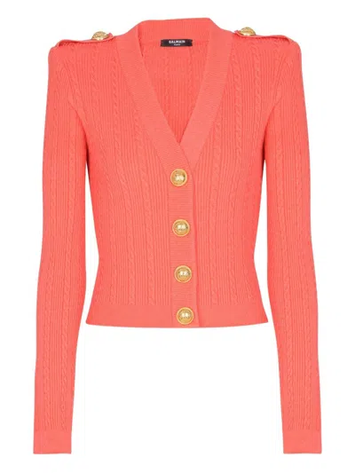 Balmain Long-sleeved Cable-knit Cardigan