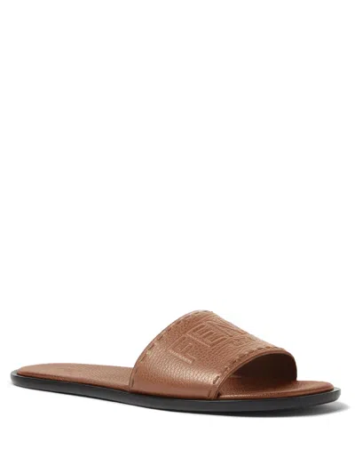 Fendi Roma Wide Band Leather Slides