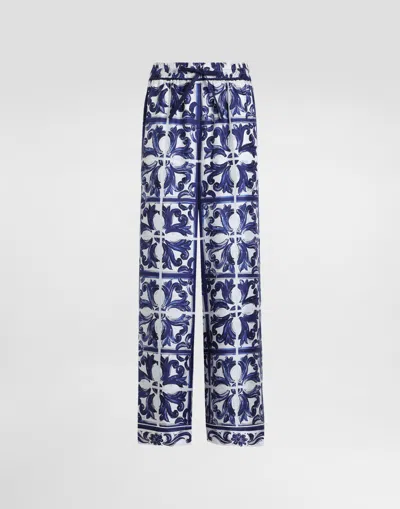 Dolce & Gabbana Majolica-print Silk Twill Vanity Trousers