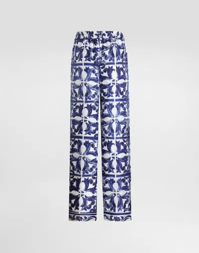 Dolce & Gabbana Majolica-print Silk Twill Vanity Trousers