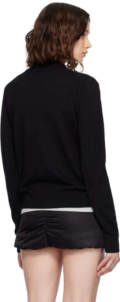 We11 Done Black Wool Patched Logo Polo