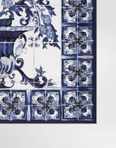 Dolce & Gabbana Majolica-print Silk Foulard (90x90) In White