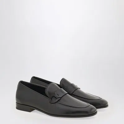 Ferragamo Black Loafer With Gancini Logo Men