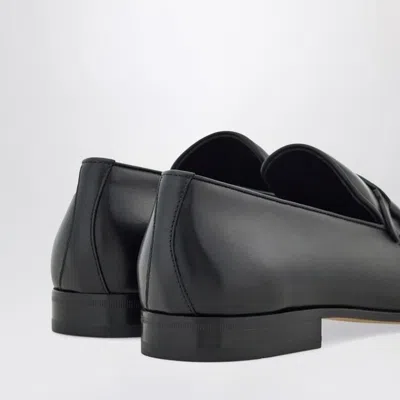 Ferragamo Black Loafer With Gancini Logo Men