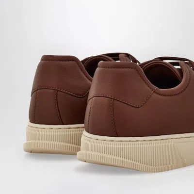 Ferragamo Calf Leather Low-top Sneakers In Brown