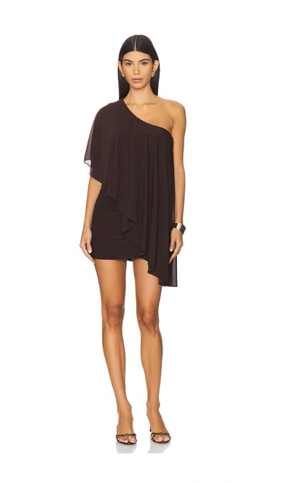 Ronny Kobo Stella One-shoulder Mini Dress In Brown