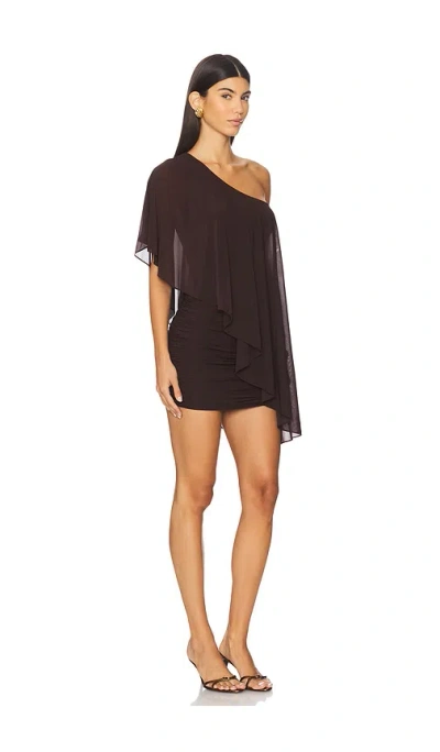 Ronny Kobo Stella One-shoulder Mini Dress In Brown