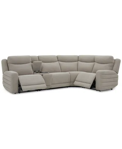 Macy's Kristyan 5-pc. Fabric Sectional With 2 Power Recliners And Console, Exclusively At