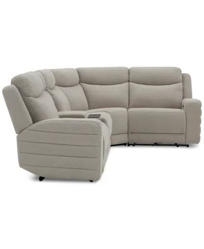 Macy's Kristyan 5-pc. Fabric Sectional With 2 Power Recliners And Console, Exclusively At