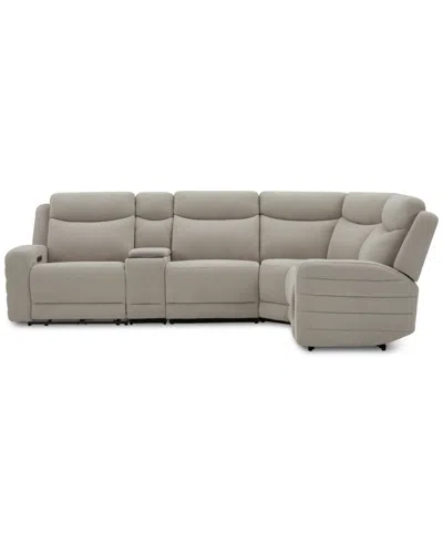 Macy's Kristyan 5-pc. Fabric Sectional With 2 Power Recliners And Console, Exclusively At