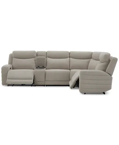 Macy's Kristyan 5-pc. Fabric Sectional With 2 Power Recliners And Console, Exclusively At