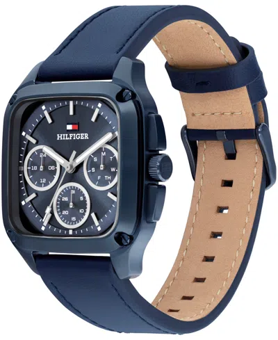 Tommy Hilfiger Women's Multifunction Blue Leather Strap Watch, 39mm
