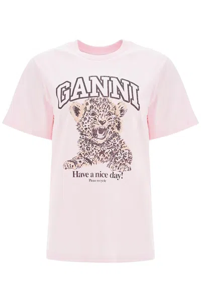 Ganni Leopard Print T-shirt With