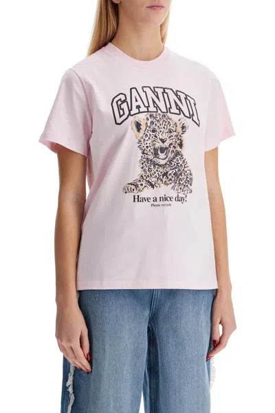 Ganni Leopard Print T-shirt With