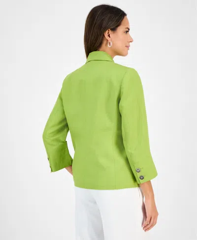 Kasper Women's Linen Blend Notched-collar 3/4-sleeve Jacket