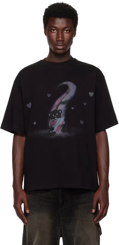 We11 Done Black Teddy Bear Print T-shirt In Black