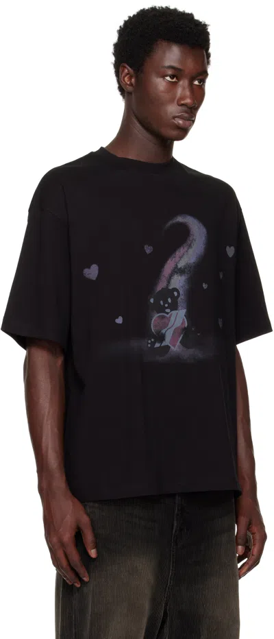 We11 Done Black Teddy Bear Print T-shirt In Black