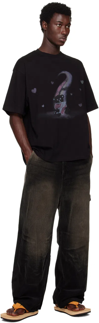 We11 Done Black Teddy Bear Print T-shirt In Black