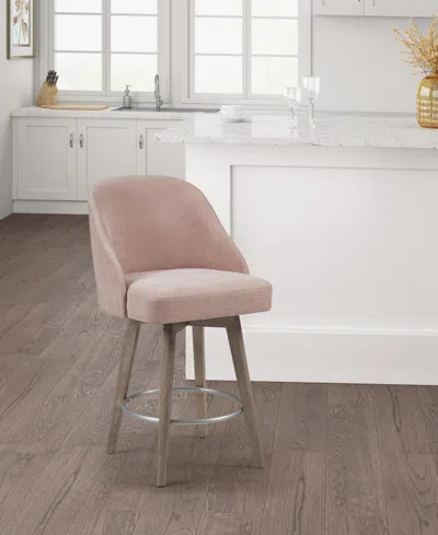 Madison Park 20" Wood Pearce Wide Counter Stool With Swivel Seat
