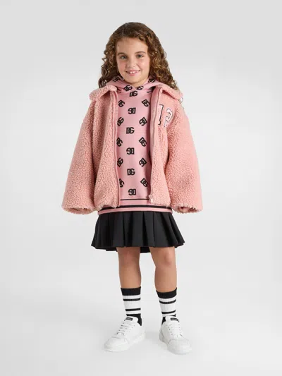 Dolce & Gabbana Fleece Dg Logo Dress In Pink