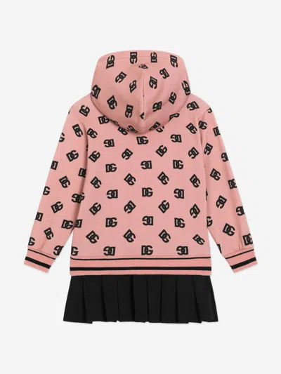 Dolce & Gabbana Fleece Dg Logo Dress In Pink