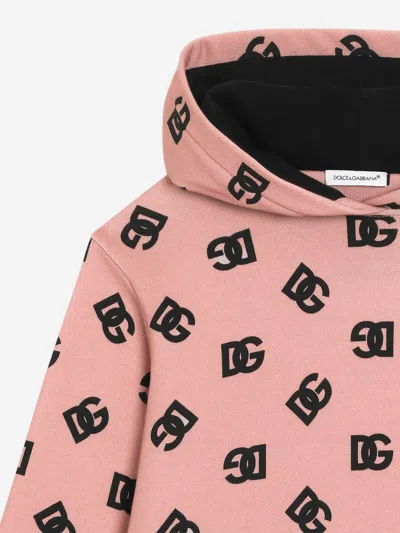 Dolce & Gabbana Fleece Dg Logo Dress In Pink