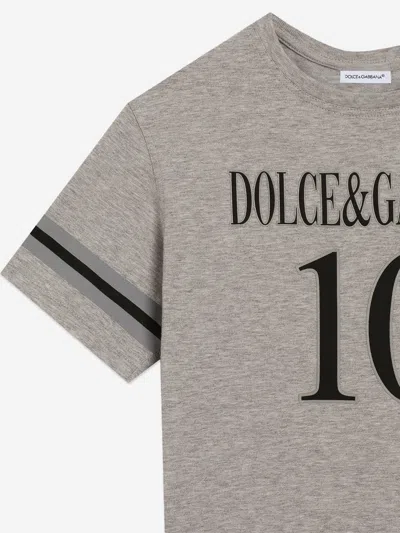 Dolce & Gabbana Boys Logo Print T-shirt In Gray