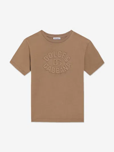 Dolce & Gabbana Boys Logo T-shirt In Brown