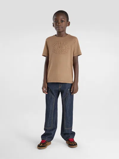 Dolce & Gabbana Boys Logo T-shirt In Brown