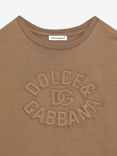 Dolce & Gabbana Boys Logo T-shirt In Brown