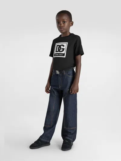 Dolce & Gabbana Boys Logo Print T-shirt In Black