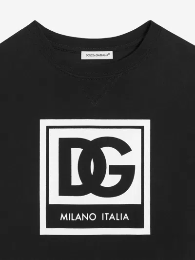 Dolce & Gabbana Boys Logo Print T-shirt In Black