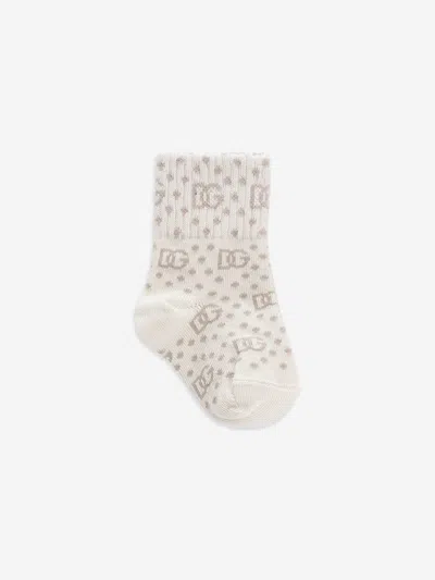 Dolce & Gabbana Baby Dg Jacquard Logo Socks In Gray