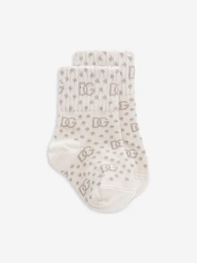 Dolce & Gabbana Baby Dg Jacquard Logo Socks In Gray