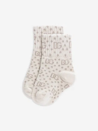 Dolce & Gabbana Baby Dg Jacquard Logo Socks In Gray