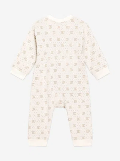 Dolce & Gabbana Baby Dg Jacquard Romper Set In Gray