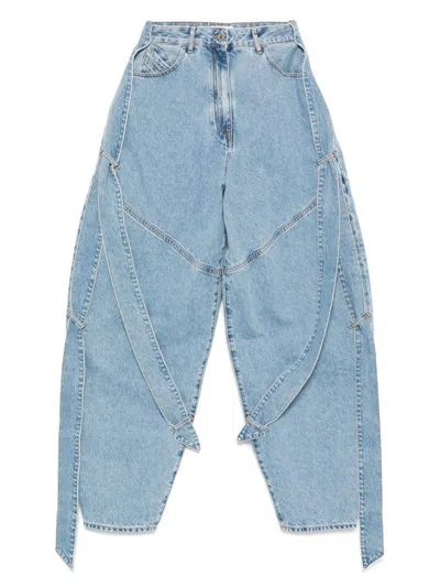 Attico Oversized Denim Jeans In Blue