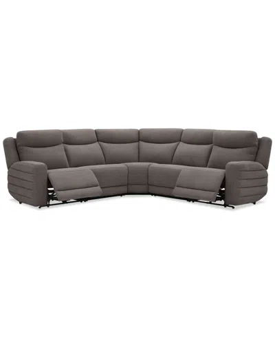 Macy's Kristyan 5-pc. Fabric Sectional With 2 Power Recliners, Exclusively At