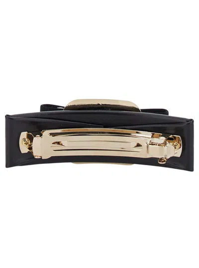 Ferragamo Black Hairclip With Vara Bow In Black