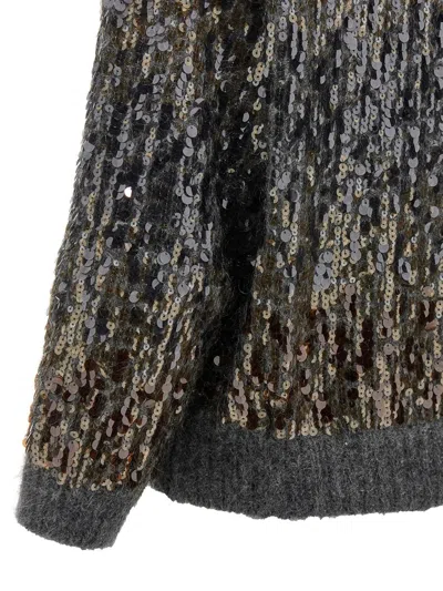Brunello Cucinelli Embellished Crewneck Knitwear With Ribbed Accents