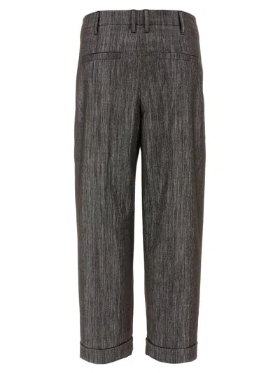 Brunello Cucinelli Women Lurex Pants In Gray